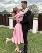 Valentina | Elegantes Midikleid mit Puffärmeln und ausgestelltem Rock