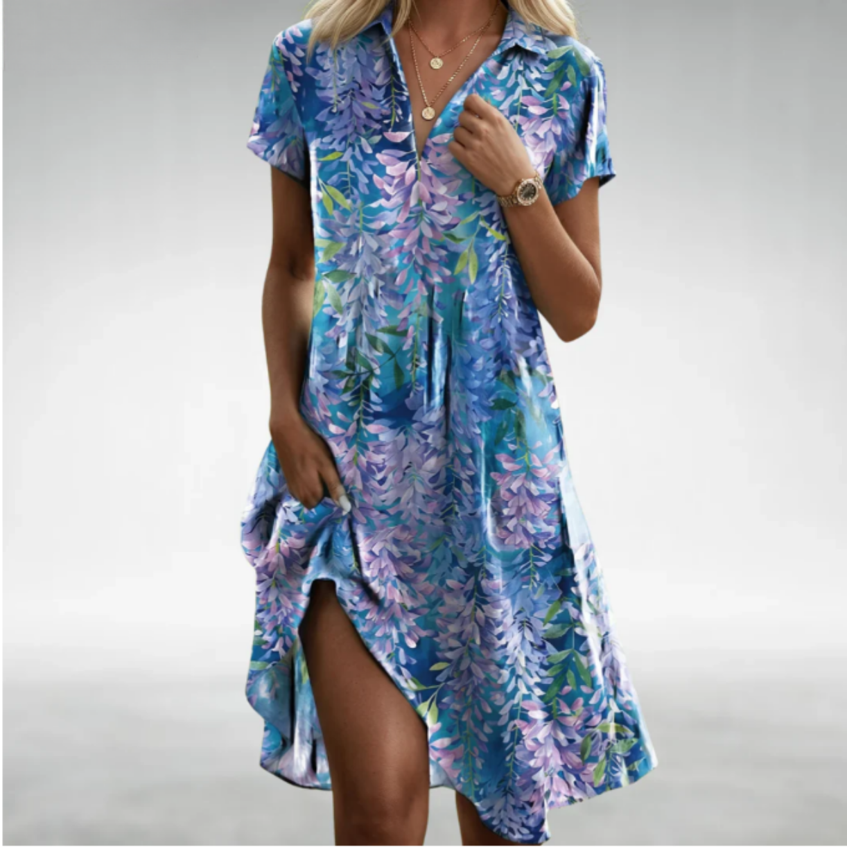 Daphne | Leichtes Blumen-Midikleid mit fließendem Fall