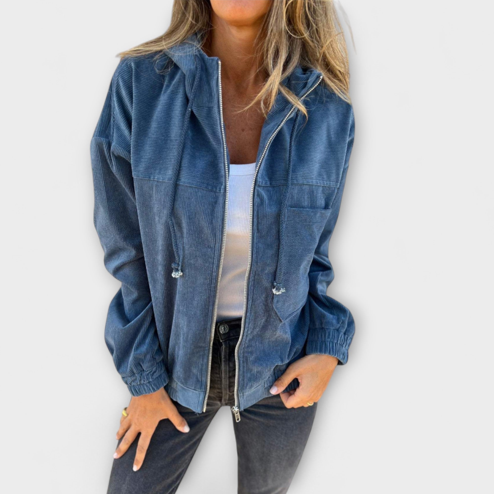 Maria™ | Kapuzenjacke aus Cord mit Reißverschluss