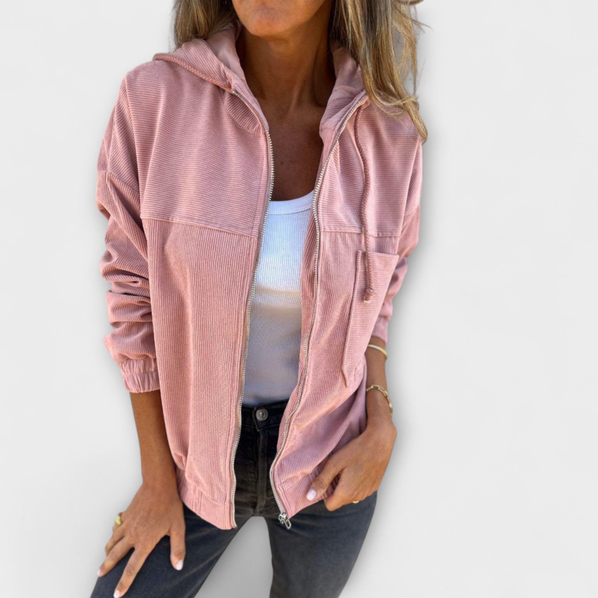 Maria™ | Kapuzenjacke aus Cord mit Reißverschluss