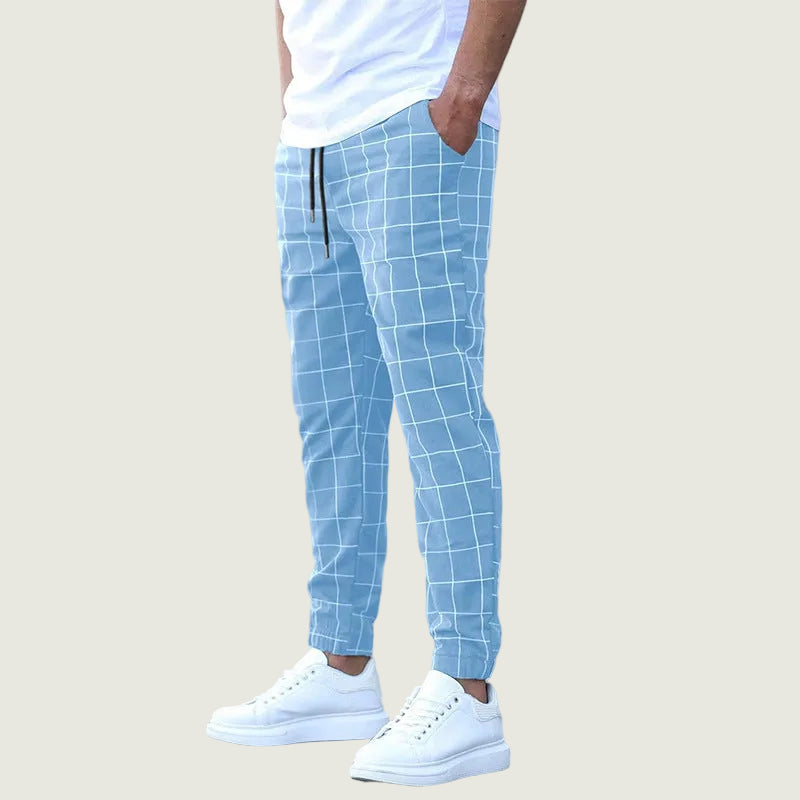 Hans™ | Herren Jogginghose kariert – Gerade geschnitten, Casual Streetwear, Frühling Freizeit