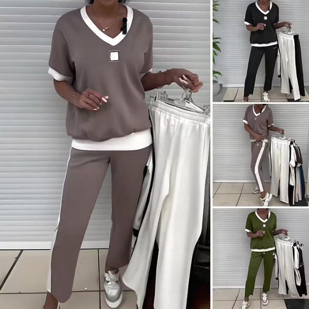 Ellara – Zweiteiliges Set mit V-Ausschnitt und Hose