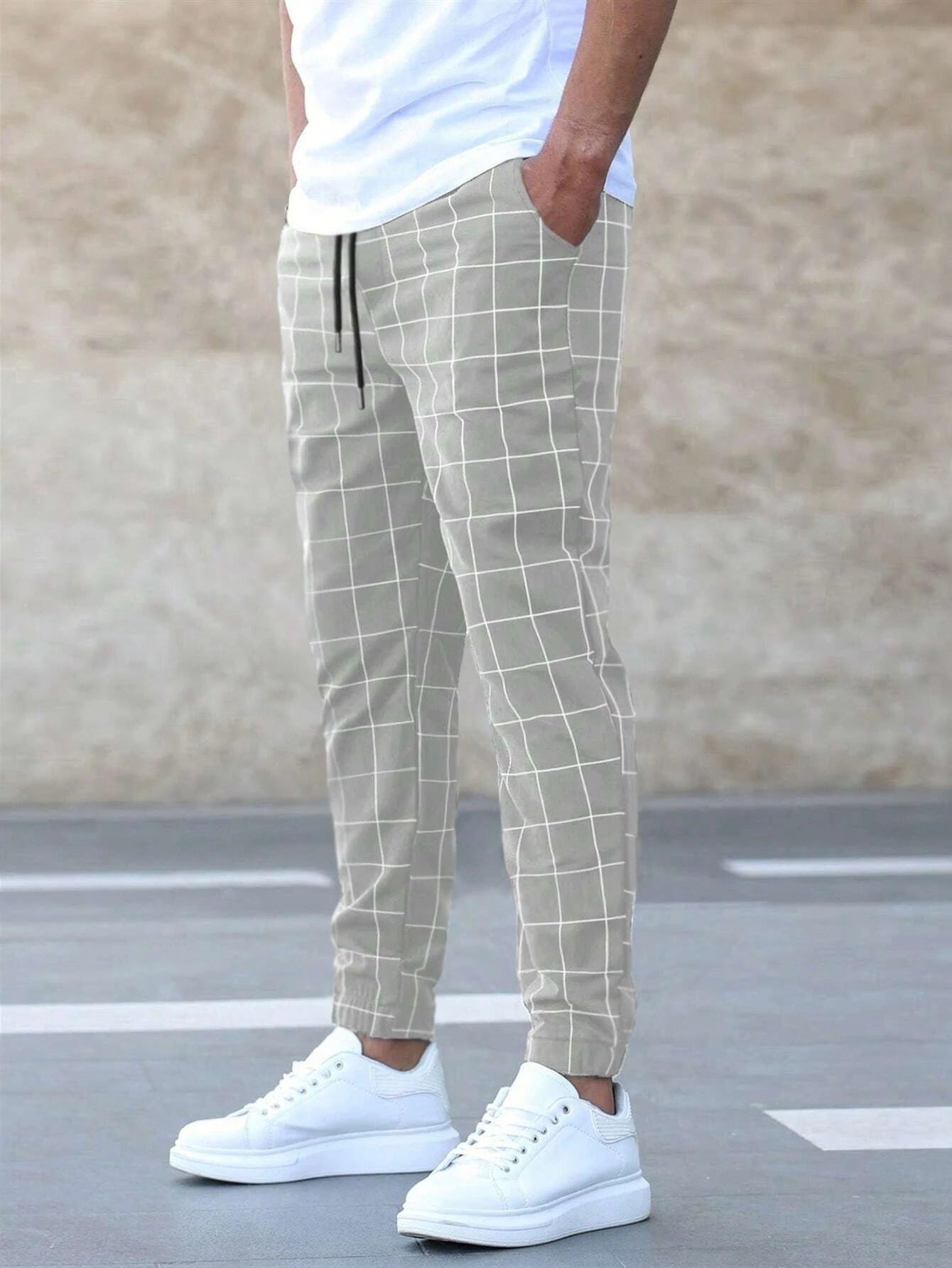 Hans™ | Herren Jogginghose kariert – Gerade geschnitten, Casual Streetwear, Frühling Freizeit