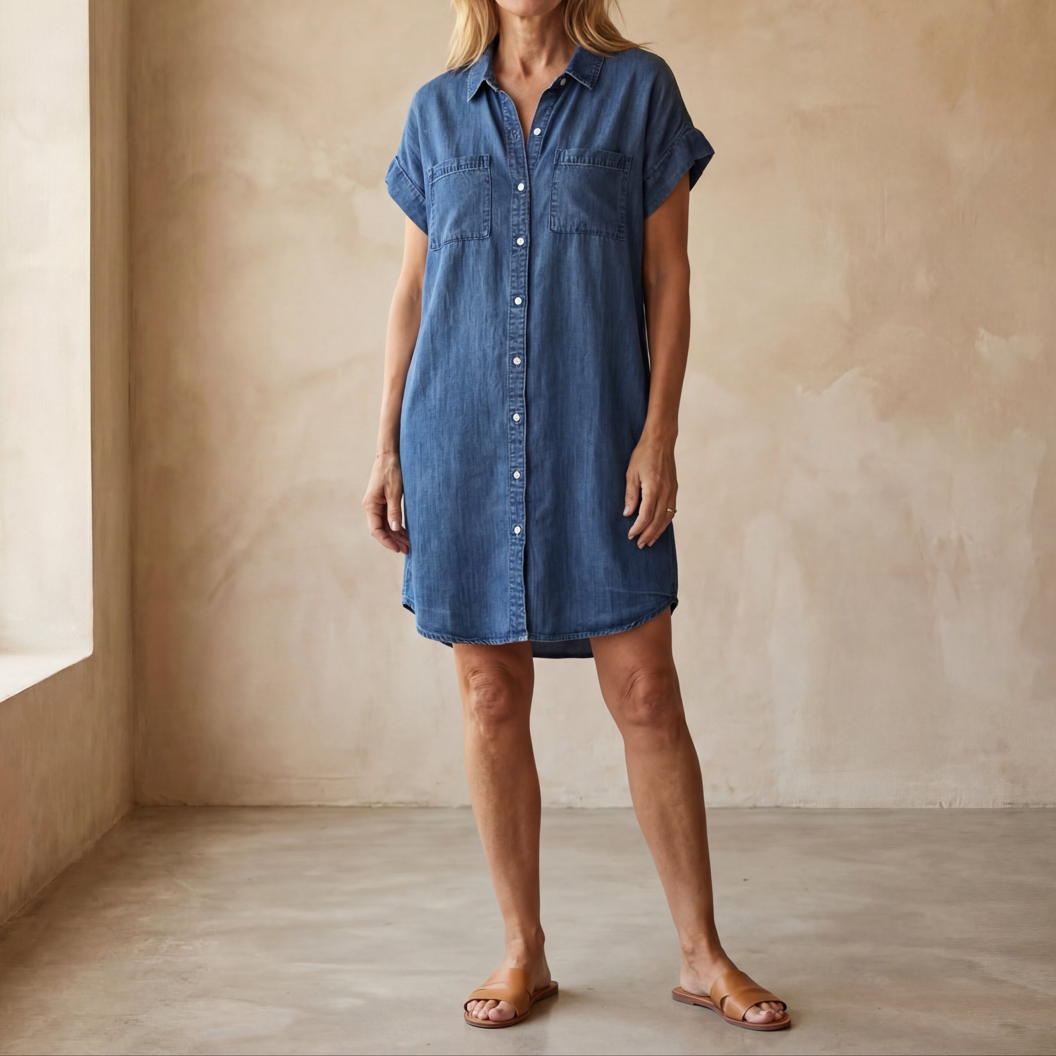 Eloira™ | Mittellanges Freizeitkleid mit Knopfleiste