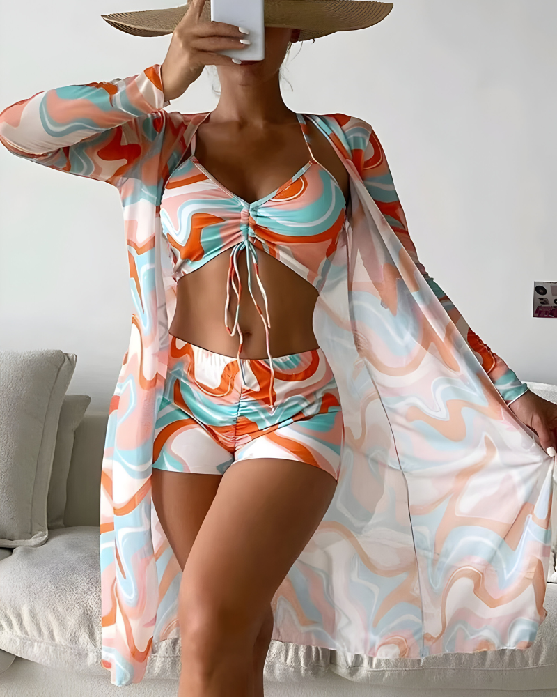 Noëlle™ | Dreiteiliges Bikini-Set mit Cover-up