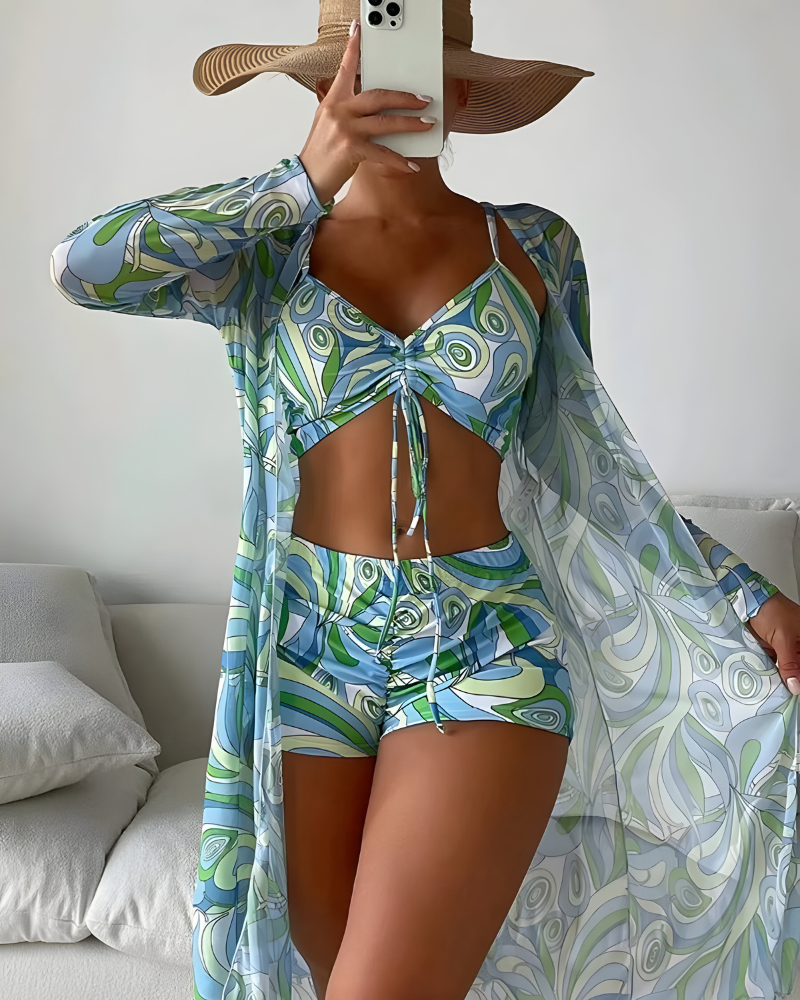 Noëlle™ | Dreiteiliges Bikini-Set mit Cover-up