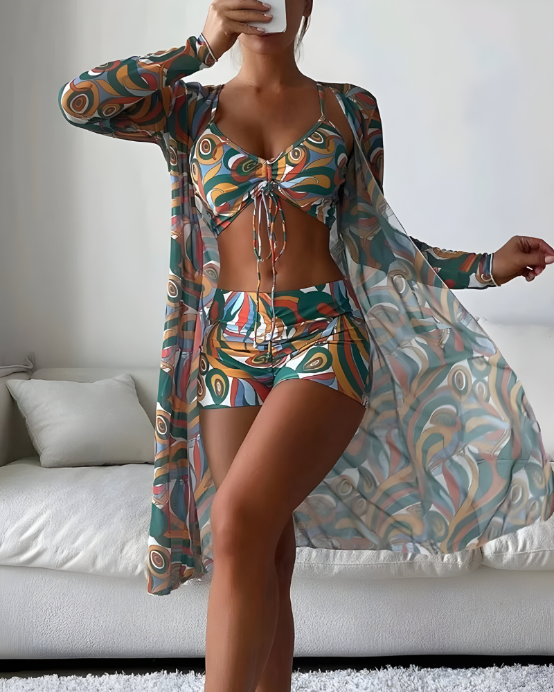 Noëlle™ | Dreiteiliges Bikini-Set mit Cover-up