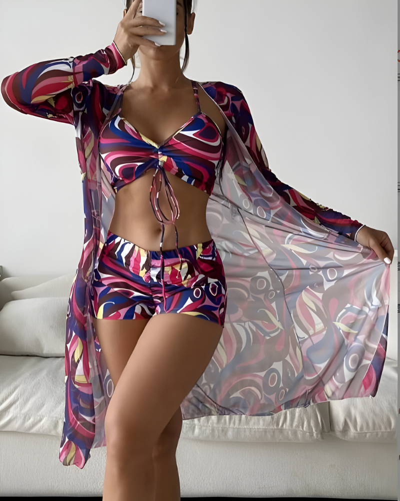 Noëlle™ | Dreiteiliges Bikini-Set mit Cover-up
