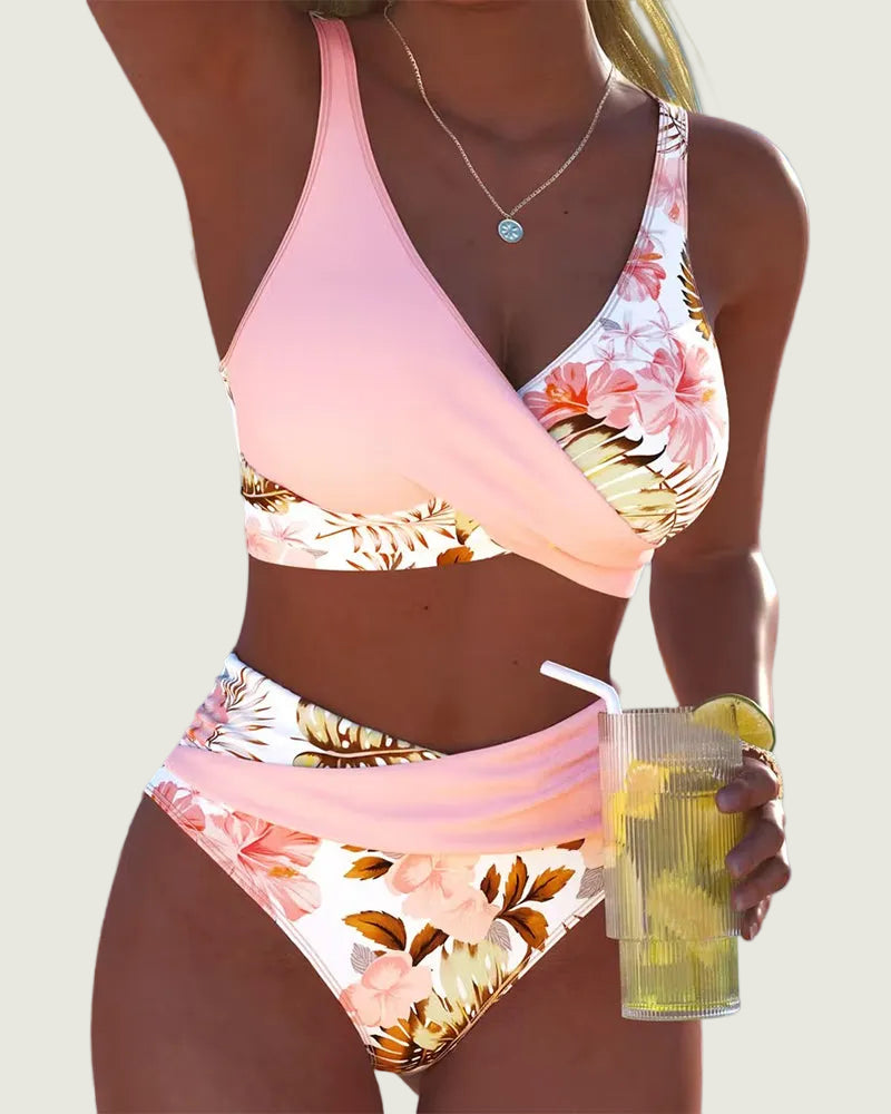 Jolina| Figurformender Bikini mit Blütenmuster und Bauchkontrolle