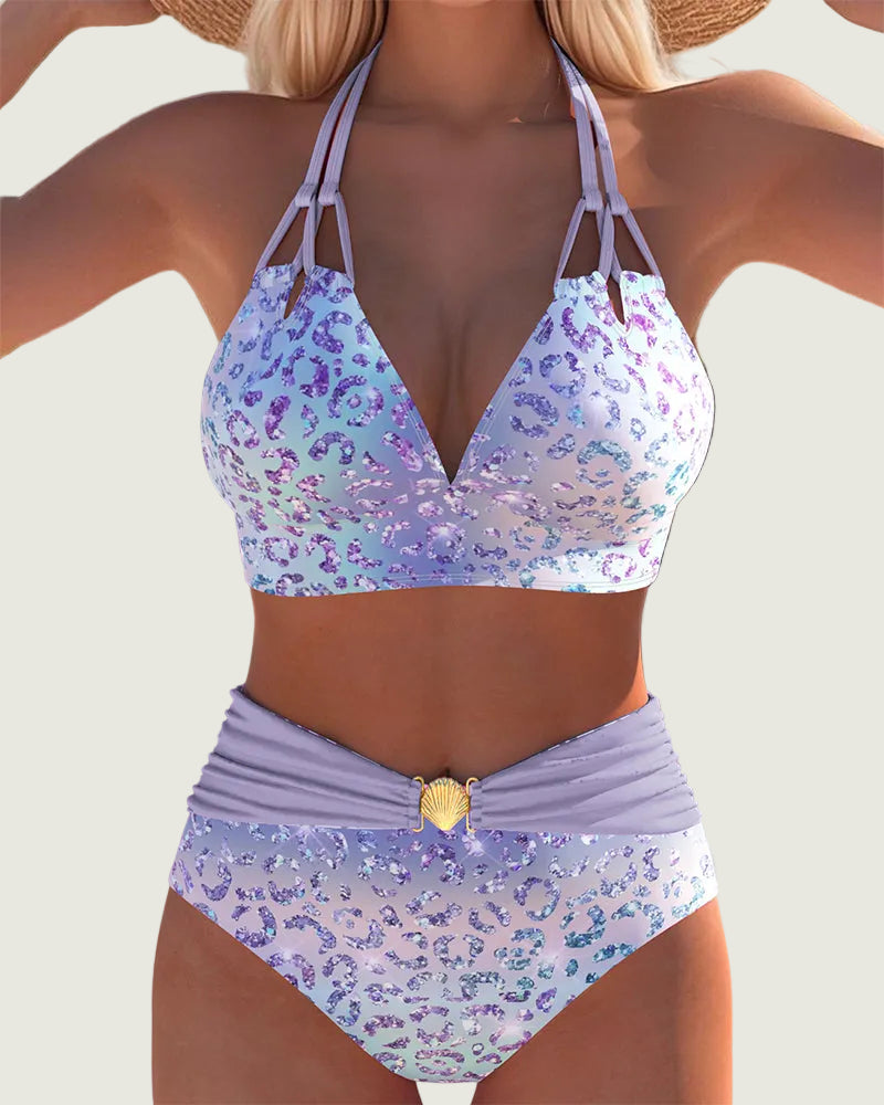 Linnea | Hochgeschnittener Bikini mit Neckholder und Zierschnalle