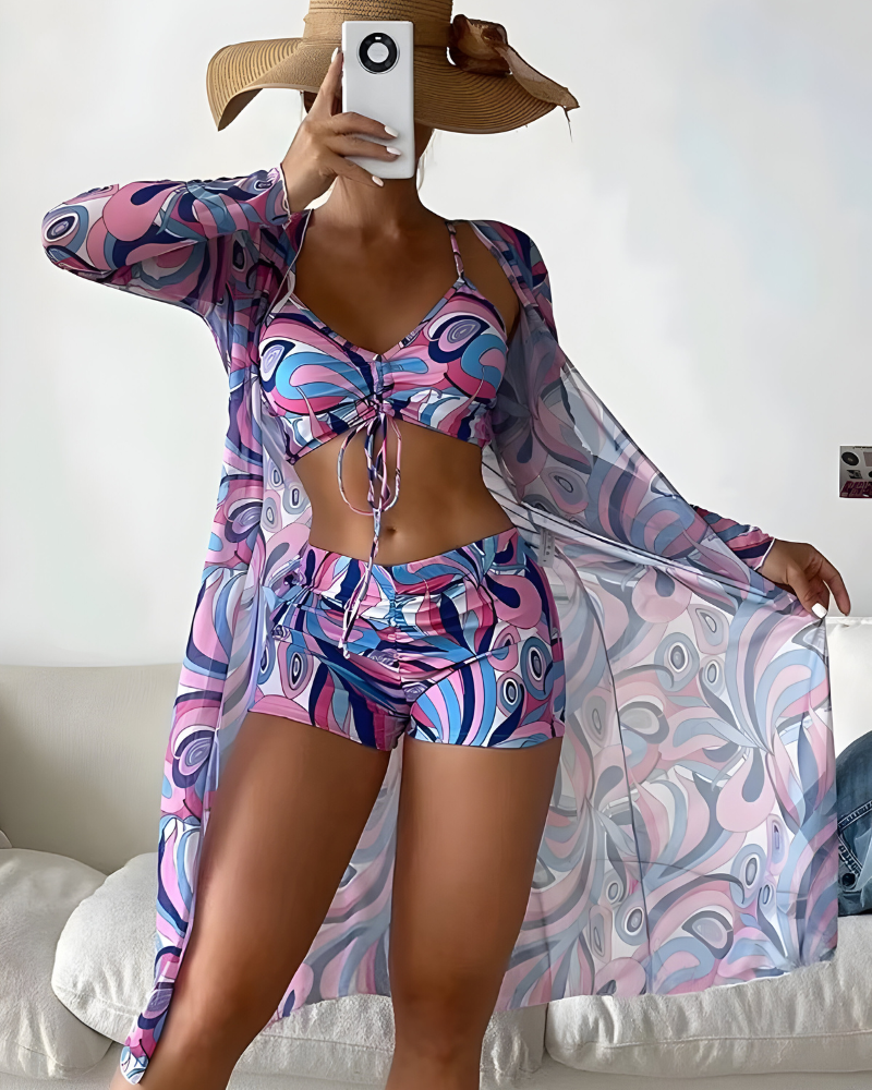 Noëlle™ | Dreiteiliges Bikini-Set mit Cover-up