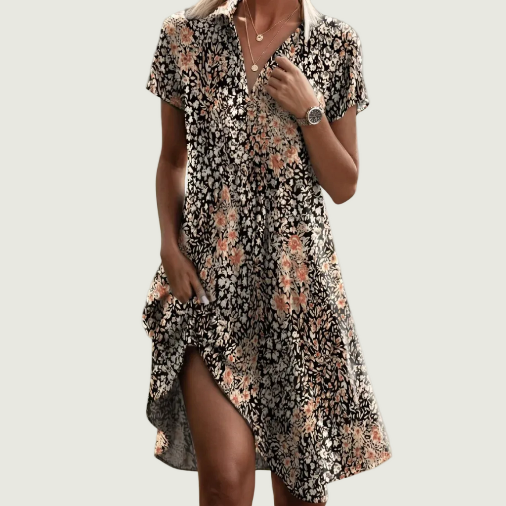 Daphne | Leichtes Blumen-Midikleid mit fließendem Fall