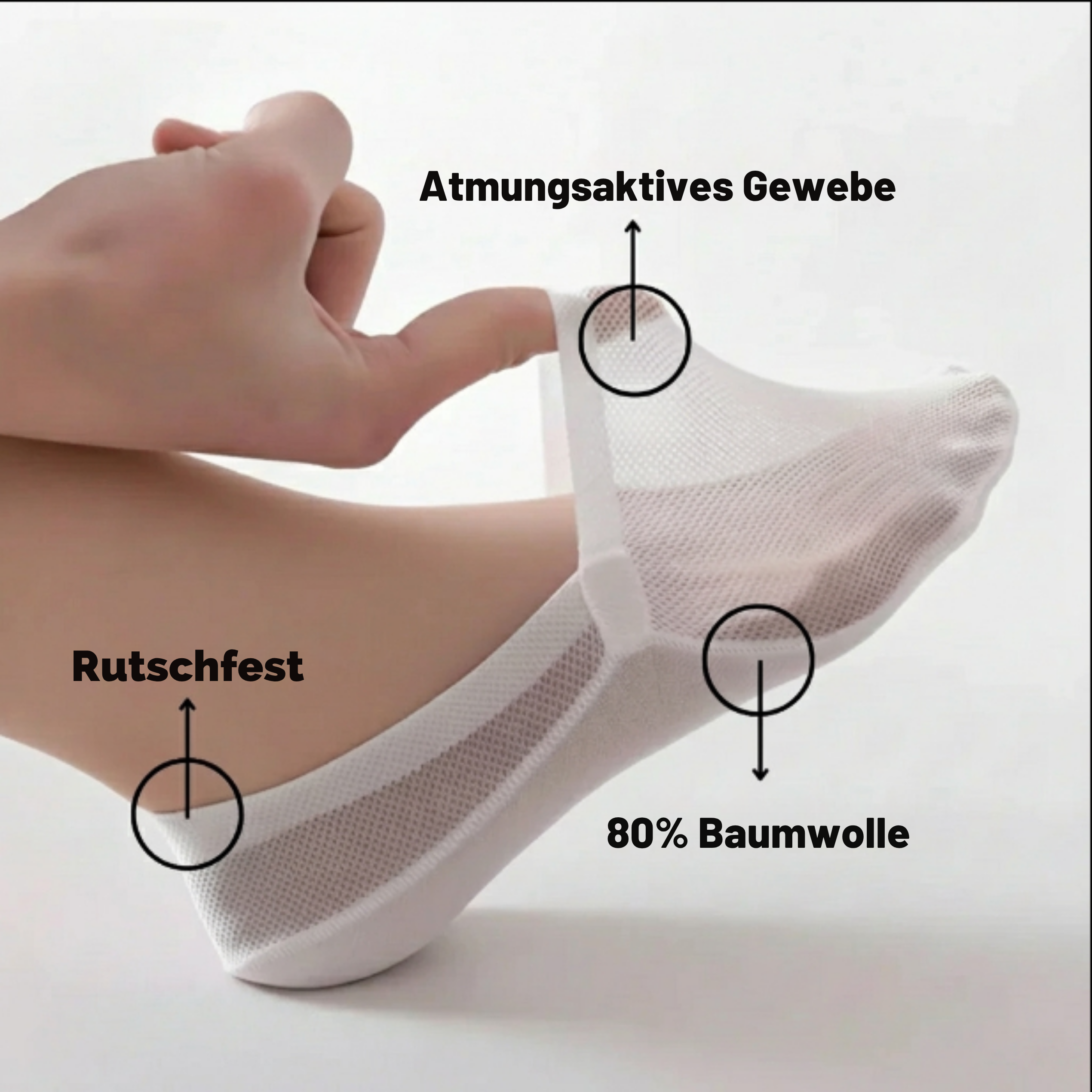 Anna | Unsichtbare Antirutsch-Sneakersocken mit Fersenhalt