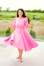 Valentina | Elegantes Midikleid mit Puffärmeln und ausgestelltem Rock