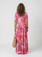 Marlene | Fließendes Maxikleid mit Blumenprint und tiefem V-Ausschnitt