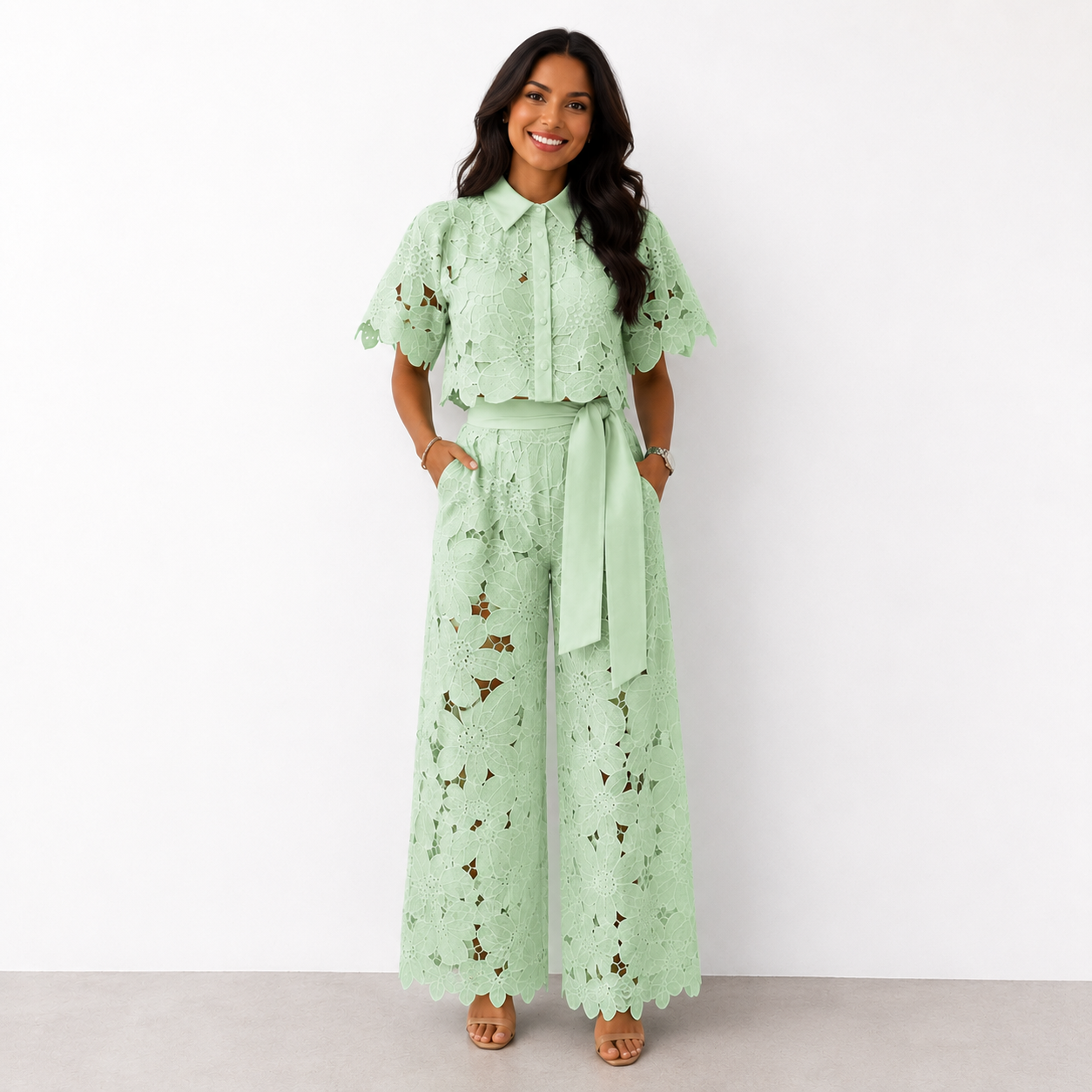 Celia | Elegantes zweiteiliges Set mit feinen Musterdetails