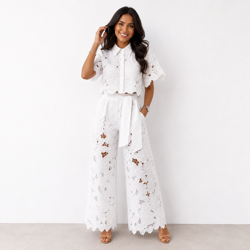 Celia | Elegantes zweiteiliges Set mit feinen Musterdetails