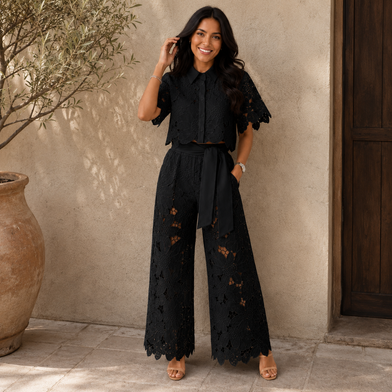 Celia | Elegantes zweiteiliges Set mit feinen Musterdetails