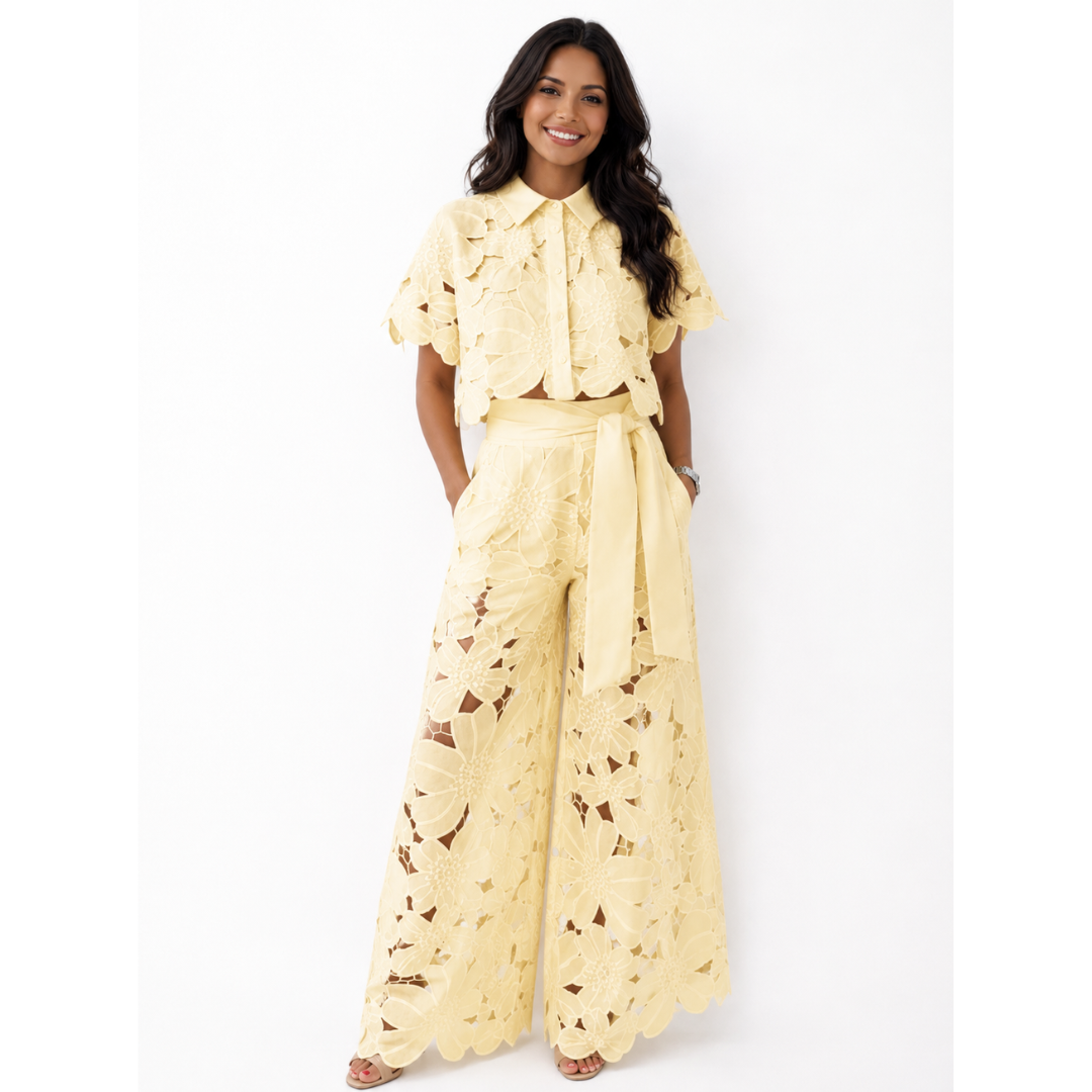 Celia | Elegantes zweiteiliges Set mit feinen Musterdetails