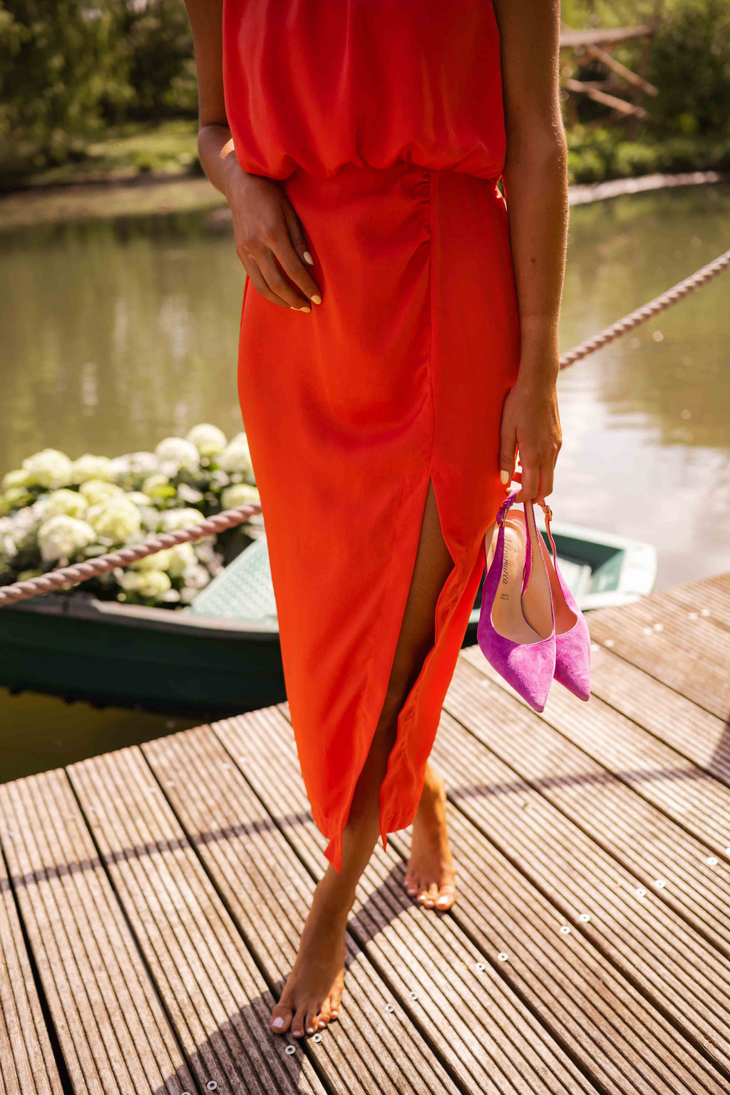 Marit | Elegantes Neckholder-Kleid mit Beinschlitz