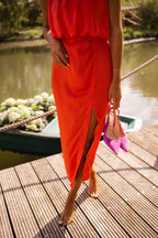 Marit | Elegantes Neckholder-Kleid mit Beinschlitz