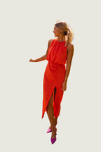 Marit | Elegantes Neckholder-Kleid mit Beinschlitz