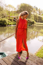 Marit | Elegantes Neckholder-Kleid mit Beinschlitz