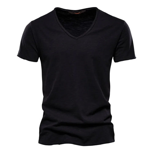 Anton | Lässiges Herren-T-Shirt mit V-Ausschnitt in Slub-Optik | 2 für 1