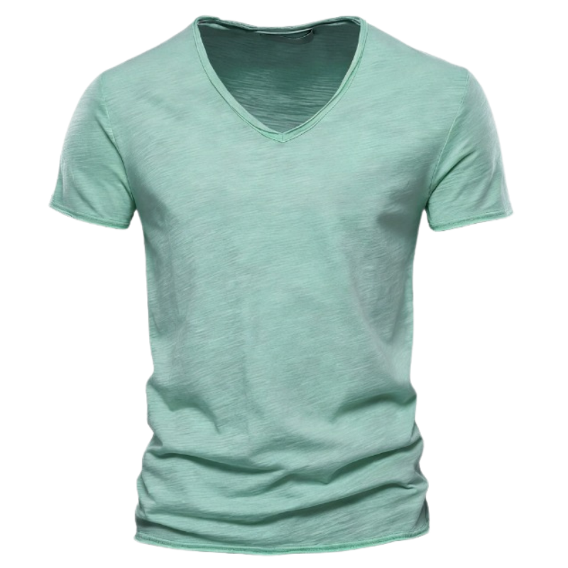 Anton | Lässiges Herren-T-Shirt mit V-Ausschnitt in Slub-Optik | 2 für 1