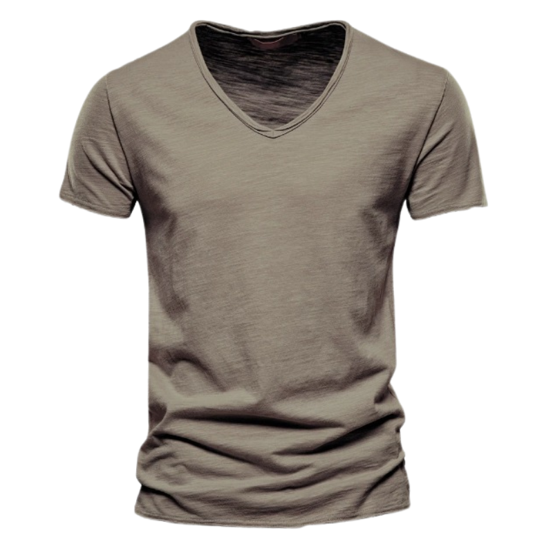 Anton | Lässiges Herren-T-Shirt mit V-Ausschnitt in Slub-Optik | 2 für 1