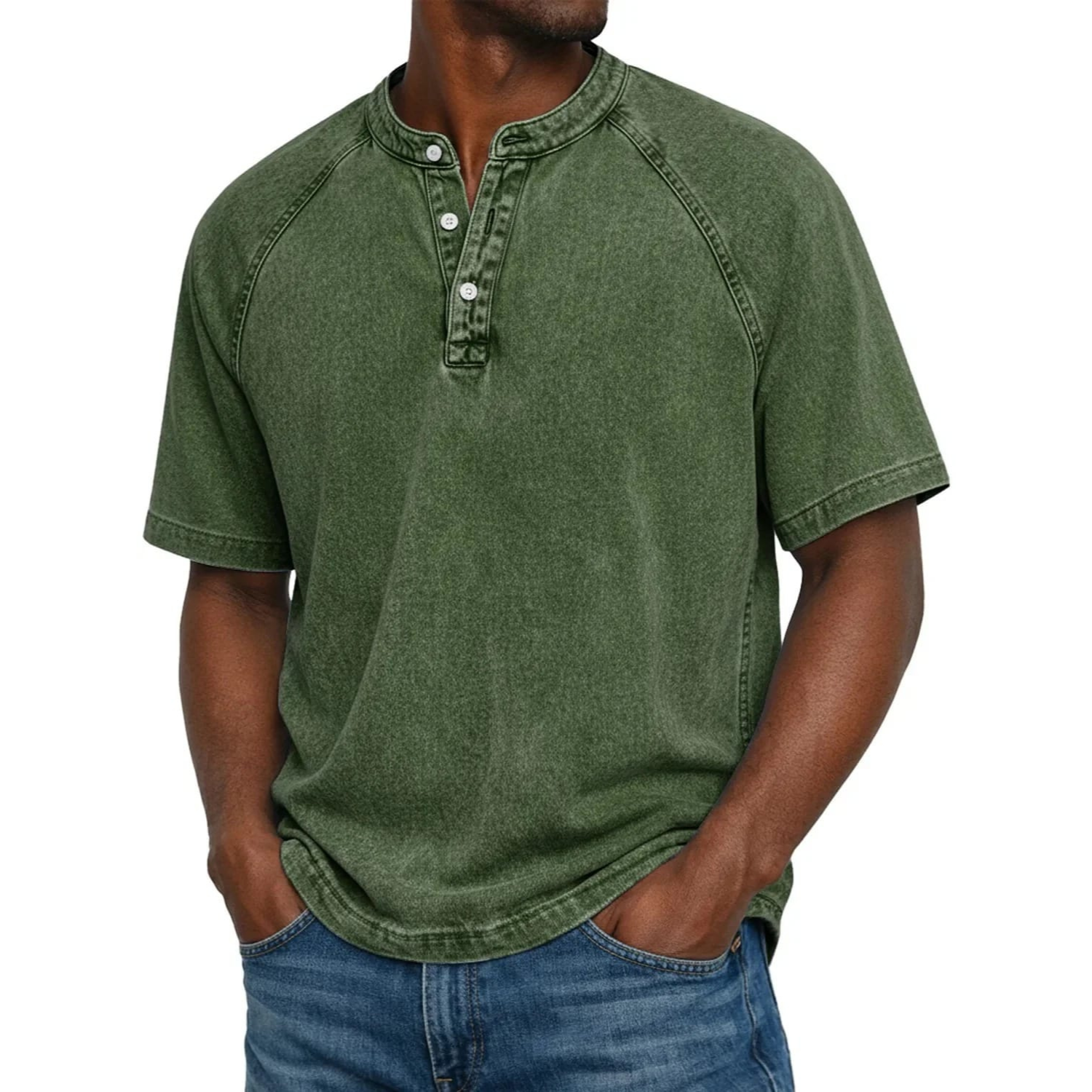 Lukas | Lässiges Herren-Henley-Shirt in Washed-Optik