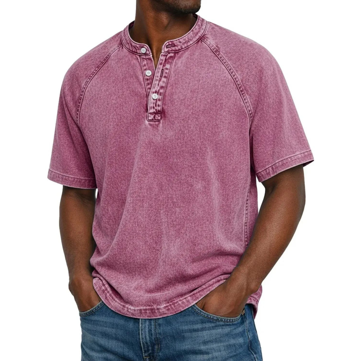 Lukas | Lässiges Herren-Henley-Shirt in Washed-Optik