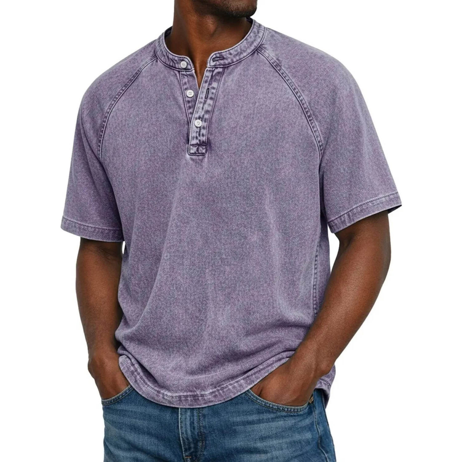 Lukas | Lässiges Herren-Henley-Shirt in Washed-Optik