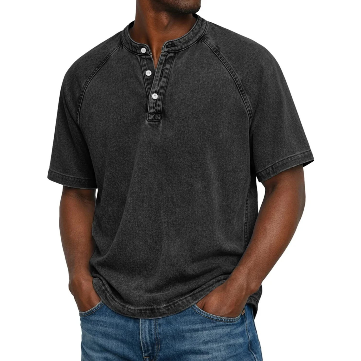 Lukas | Lässiges Herren-Henley-Shirt in Washed-Optik
