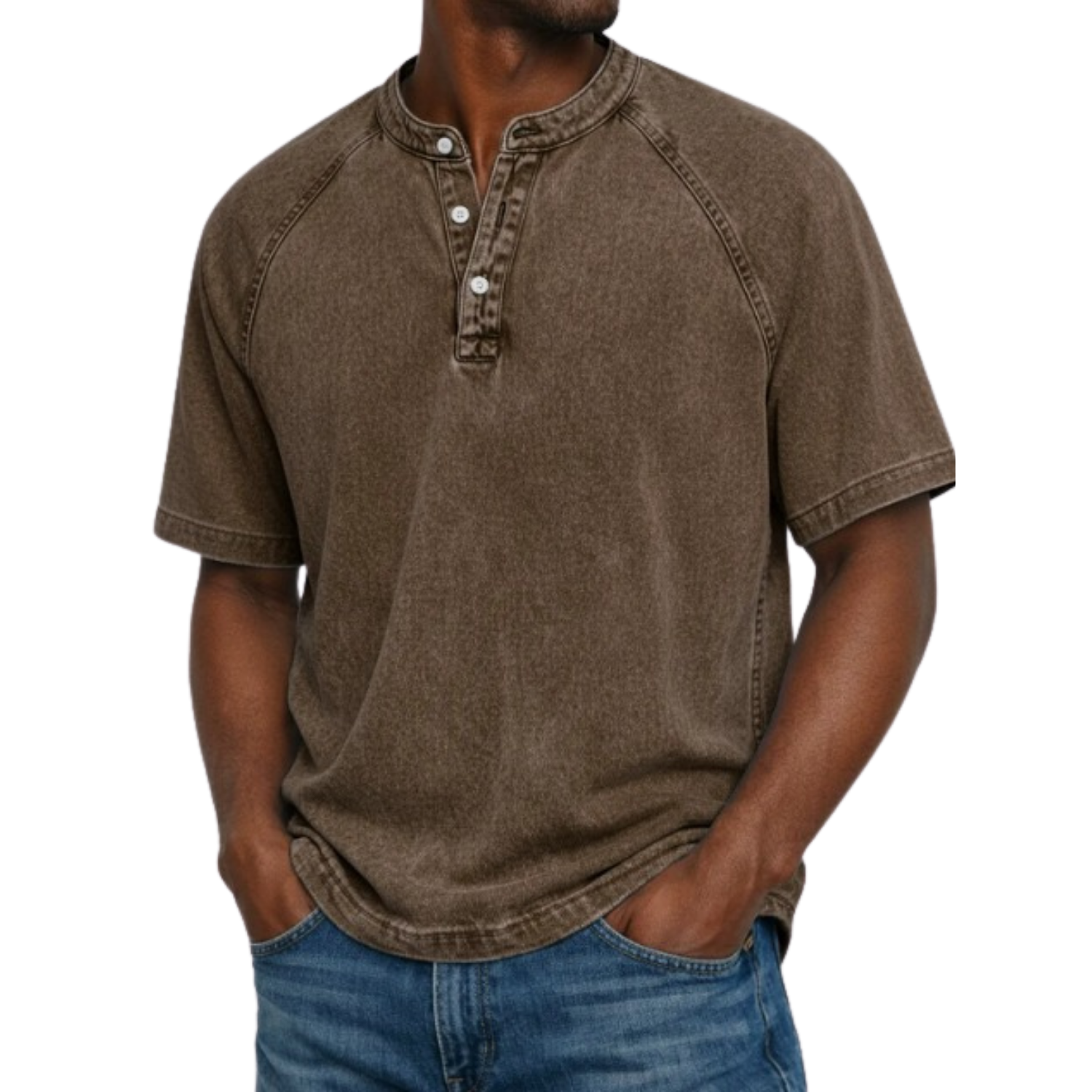 Lukas | Lässiges Herren-Henley-Shirt in Washed-Optik