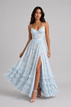 Josephine | Verträumtes Maxikleid mit Korsagen-Oberteil und Volant-Saum