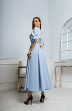 Valentina | Elegantes Midikleid mit Puffärmeln und ausgestelltem Rock