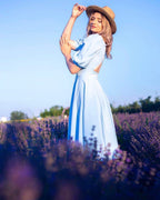 Valentina | Elegantes Midikleid mit Puffärmeln und ausgestelltem Rock
