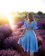 Valentina | Elegantes Midikleid mit Puffärmeln und ausgestelltem Rock