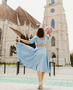 Valentina | Elegantes Midikleid mit Puffärmeln und ausgestelltem Rock