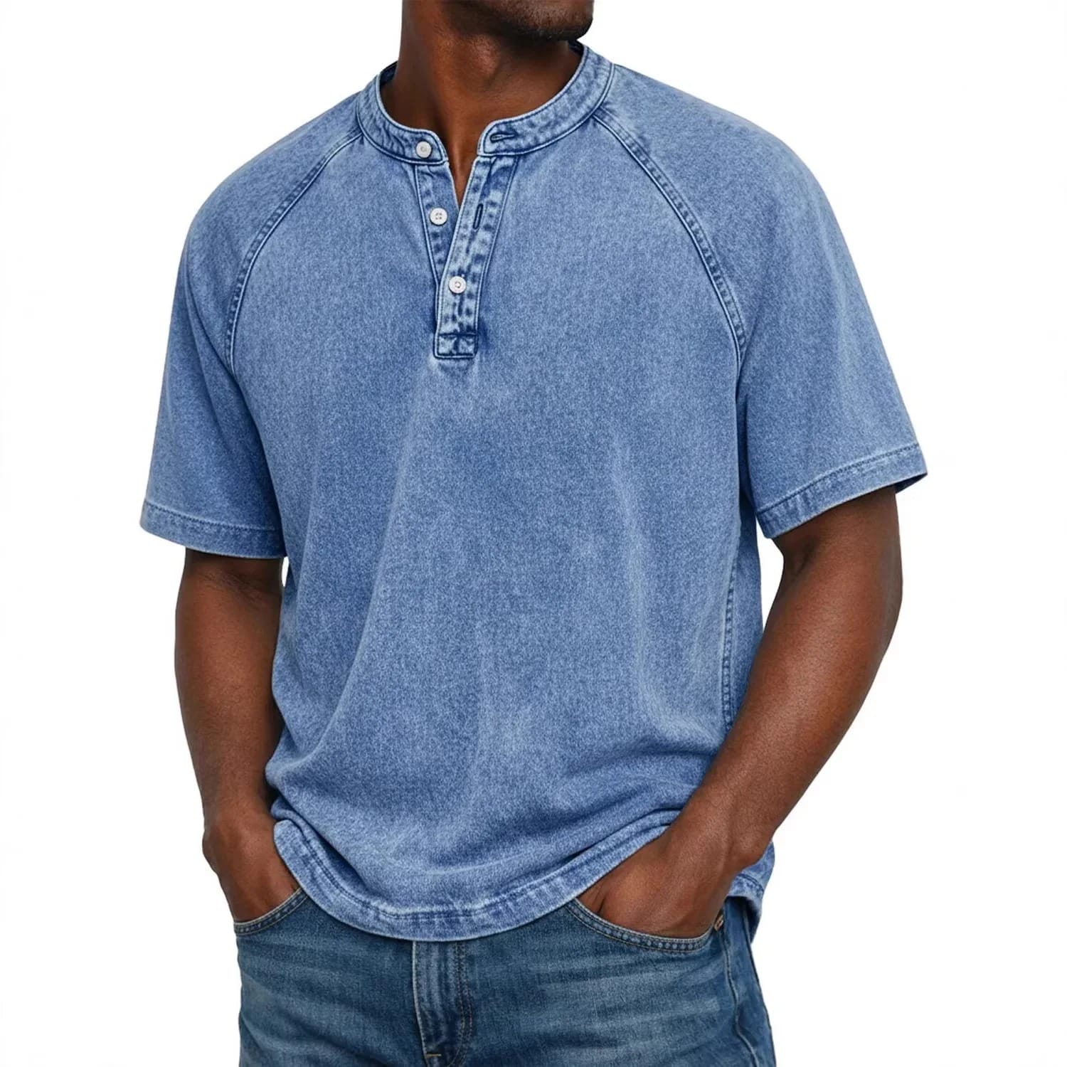 Lukas | Lässiges Herren-Henley-Shirt in Washed-Optik