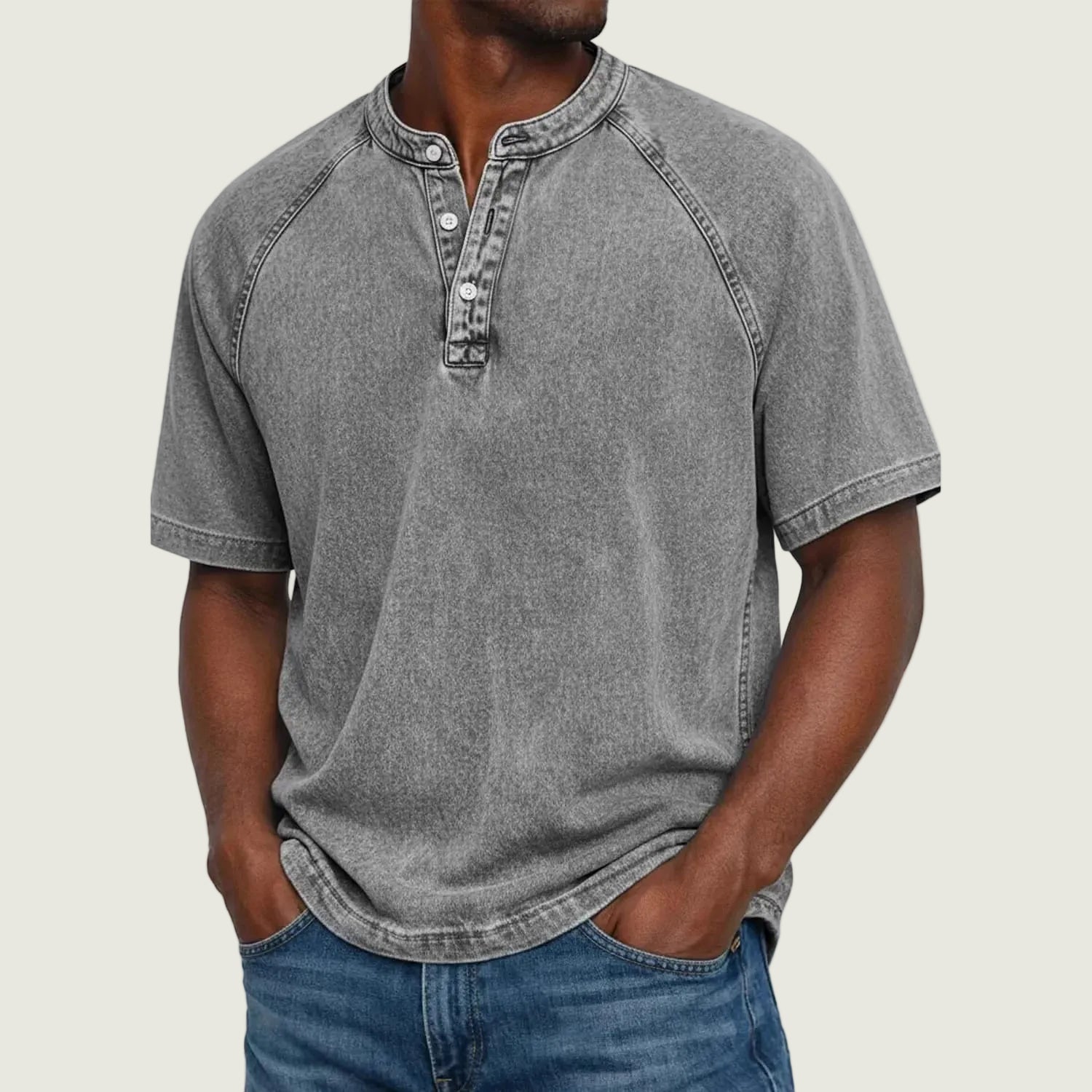 Lukas | Lässiges Herren-Henley-Shirt in Washed-Optik