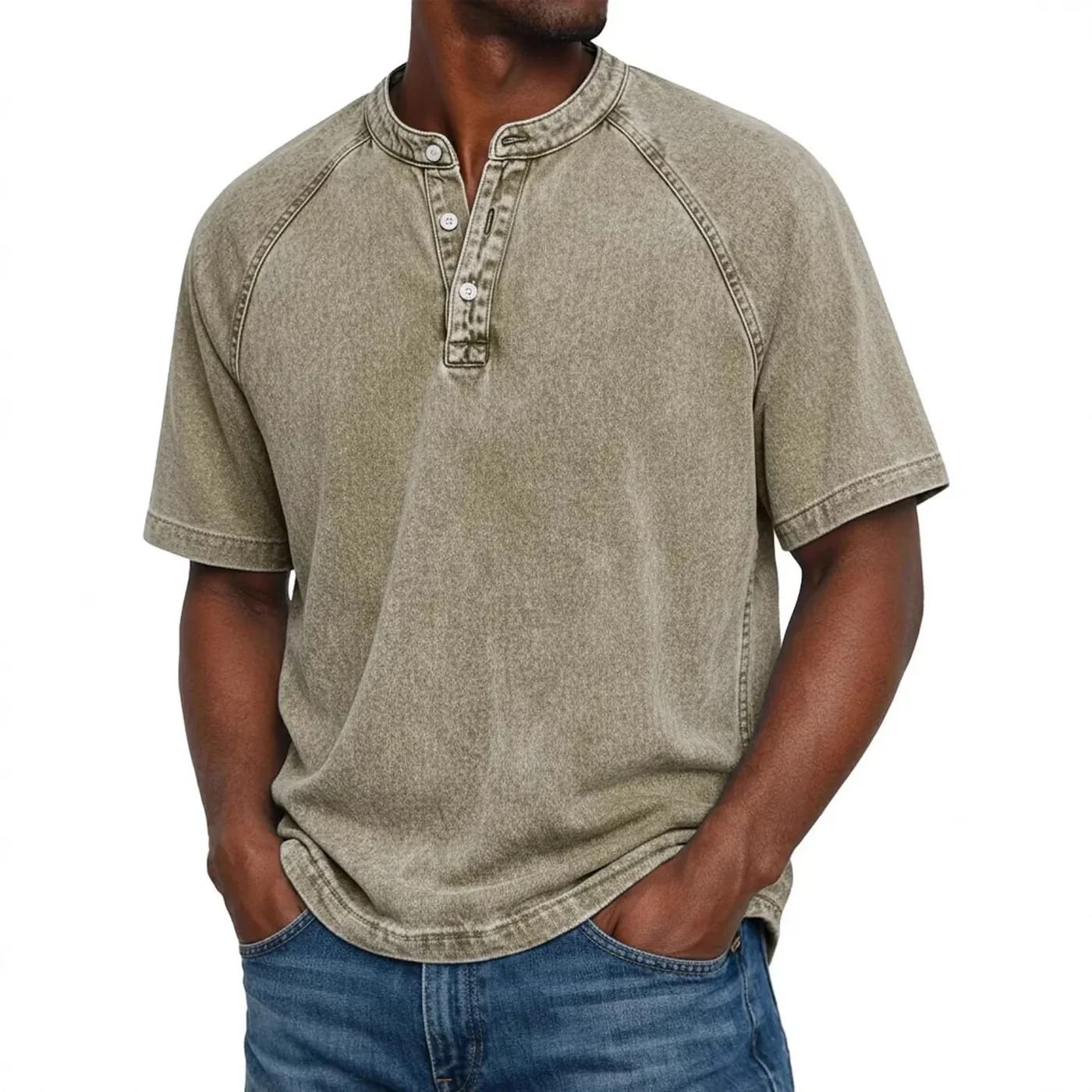 Lukas | Lässiges Herren-Henley-Shirt in Washed-Optik
