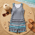 Sandra | Sportlicher Tankini mit Ethno-Muster und Shorts