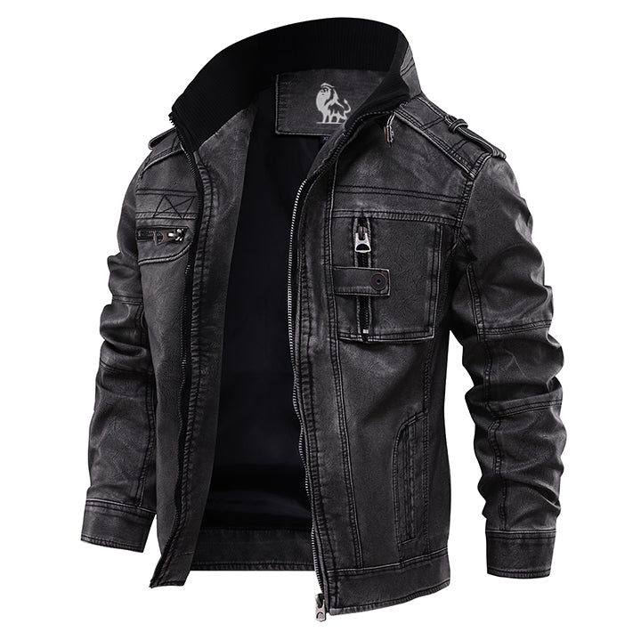 Falk | Lässige Herrenjacke mit Stehkragen im Bikerstil