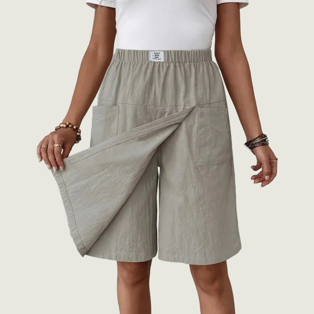 Heidi | Lockere Damen-Culotte aus Leinen mit Dehnbund