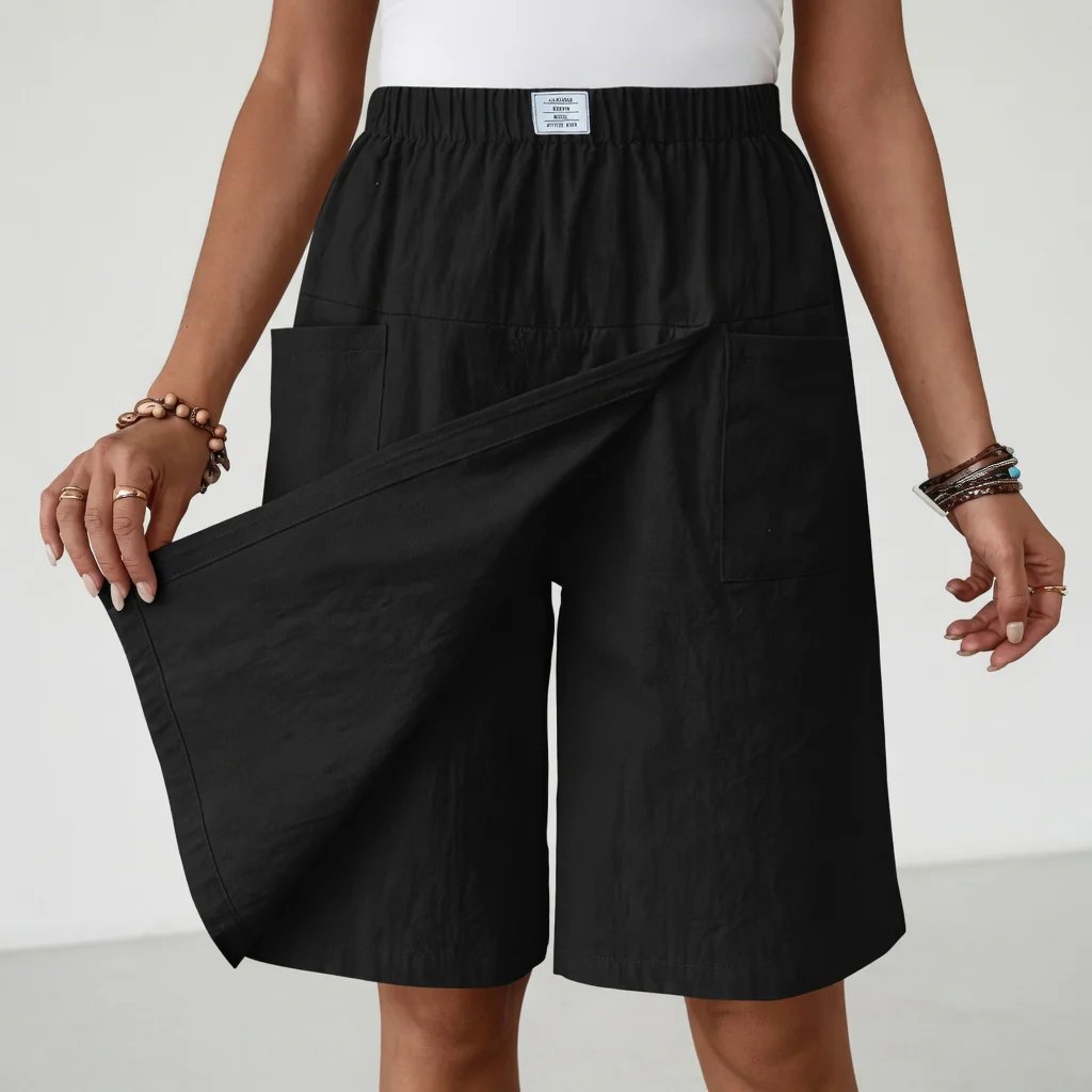 Heidi | Lockere Damen-Culotte aus Leinen mit Dehnbund