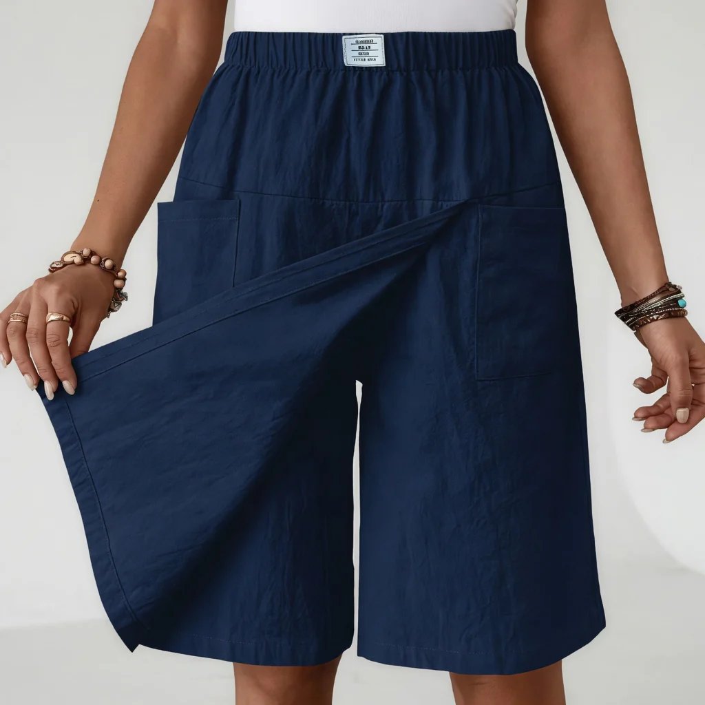 Heidi | Lockere Damen-Culotte aus Leinen mit Dehnbund