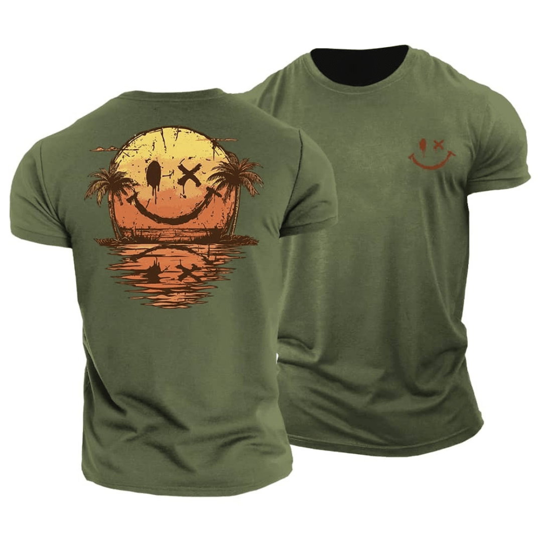 Mats | Lässiges Herren-T-Shirt mit Sunset-Smiley-Print | 2+1 GRATIS