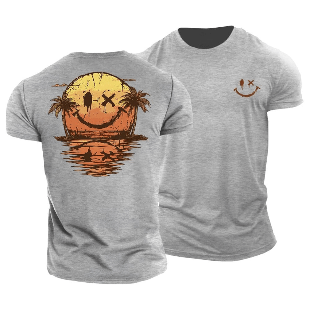 Mats | Lässiges Herren-T-Shirt mit Sunset-Smiley-Print | 2+1 GRATIS